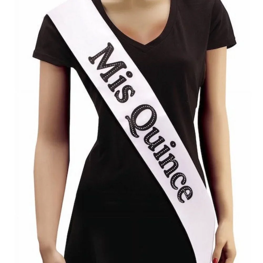 Forum Novelties Mis Quince White Satin Sash Spanish Birthday Party Favor Gift
